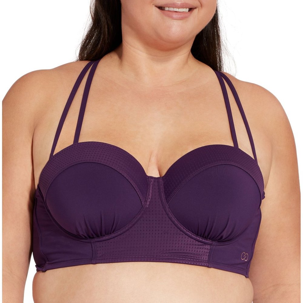 Calia Long Line Bralette BlackBerry Bikini Top